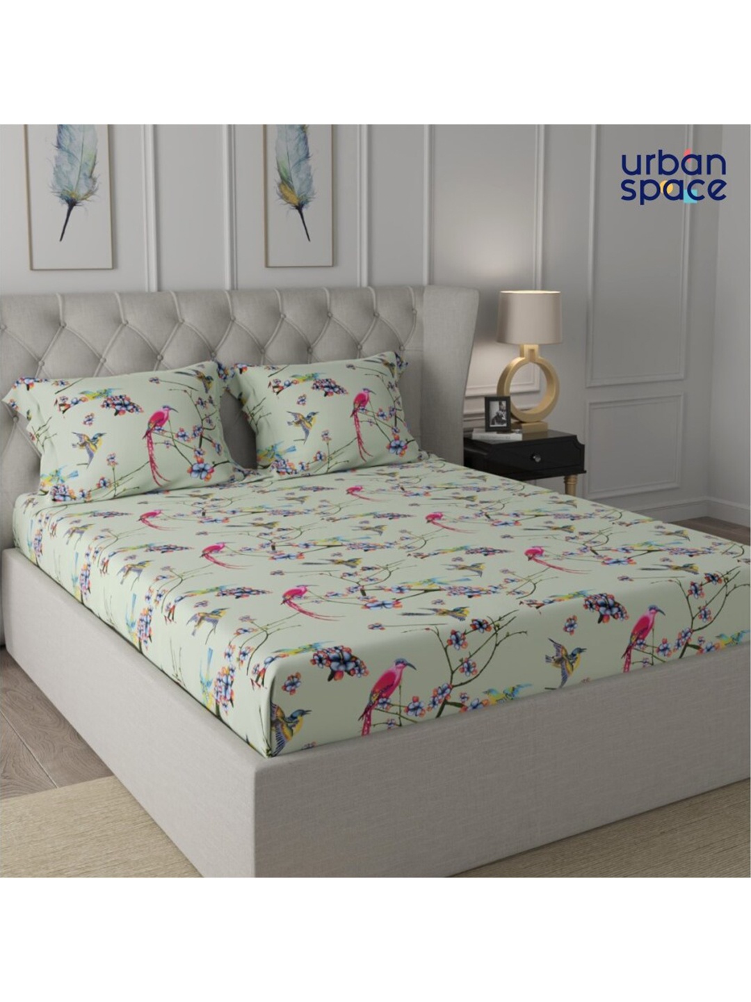 URBAN SPACE Serene Green Floral 200 TC Pure Cotton Fitted King Bedsheet & 2 Pillow Covers
URBAN SPACE Serene Green Floral 200 TC Pure Cotton Fitted King Bedsheet & 2 Pillow Covers