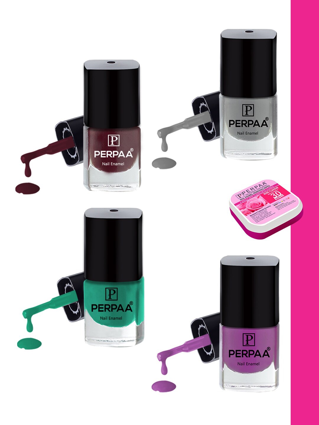 PERPAA Set of 4 Trendy Quick-Drying & Long Lasting Gel Nail Enamel - 5 ml each, Multi
PERPAA Set of 4 Trendy Quick-Drying & Long Lasting Gel Nail Enamel - 5 ml each, Multi