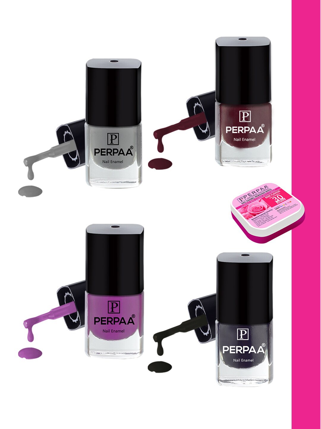 PERPAA Set of 4 Trendy Quick-Drying & Long Lasting Gel Nail Enamel - 5 ml each, Multi
PERPAA Set of 4 Trendy Quick-Drying & Long Lasting Gel Nail Enamel - 5 ml each, Multi