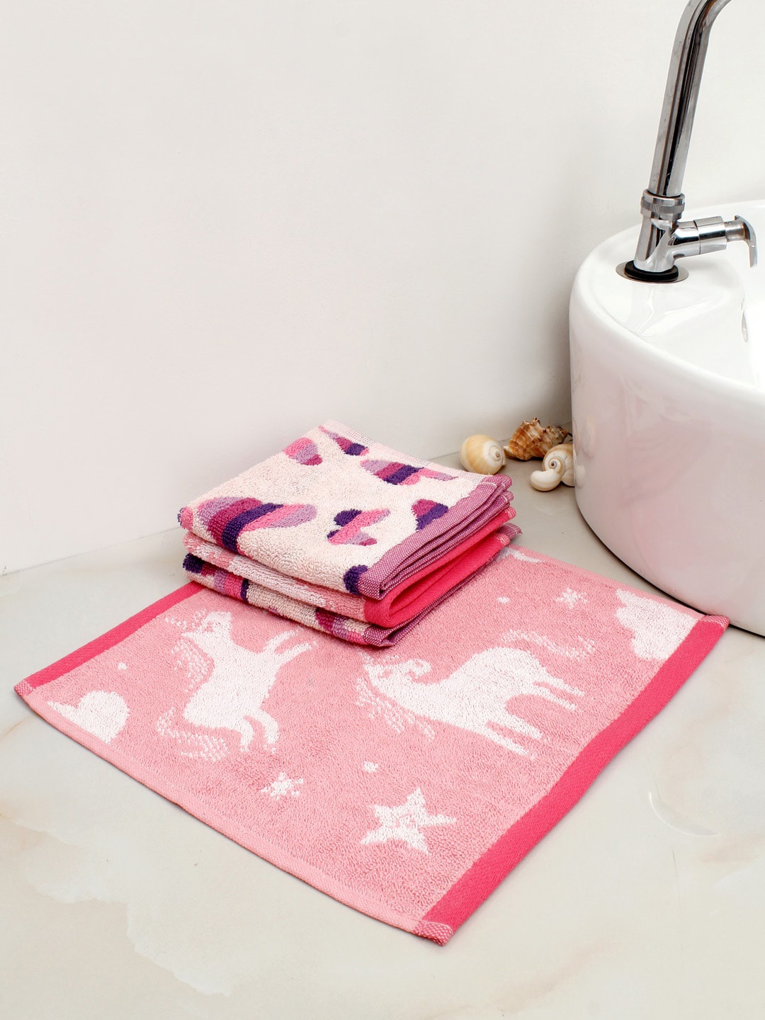 AVI Living Kids Pink & White 4 Pcs Printed 500GSM Pure Cotton Highly Absorbent Face Towels
AVI Living Kids Pink & White 4 Pcs Printed 500GSM Pure Cotton Highly Absorbent Face Towels