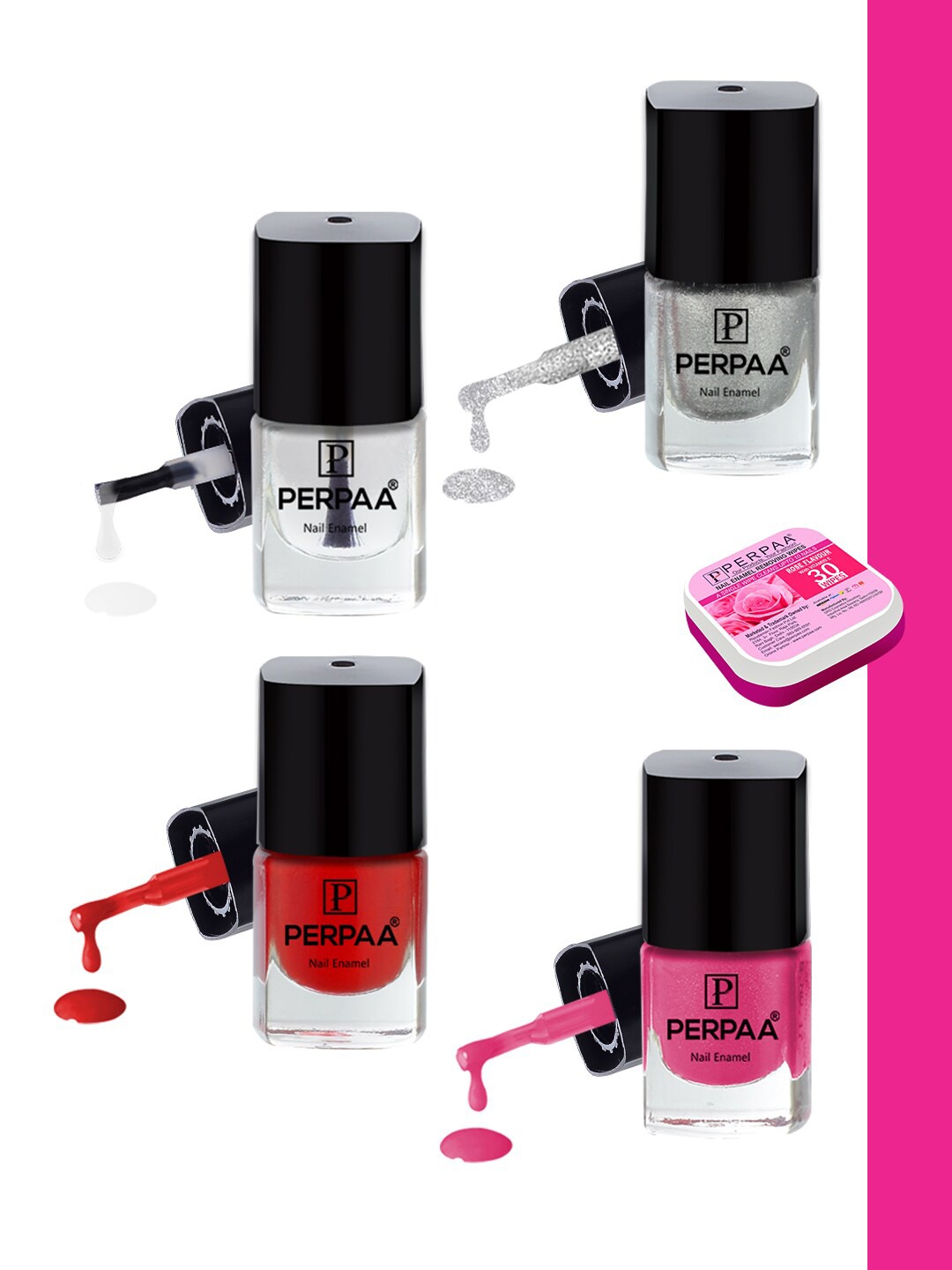PERPAA Set of 4 Trendy Quick-Drying & Long Lasting Gel Nail Enamel - 5 ml each, Multi
PERPAA Set of 4 Trendy Quick-Drying & Long Lasting Gel Nail Enamel - 5 ml each, Multi