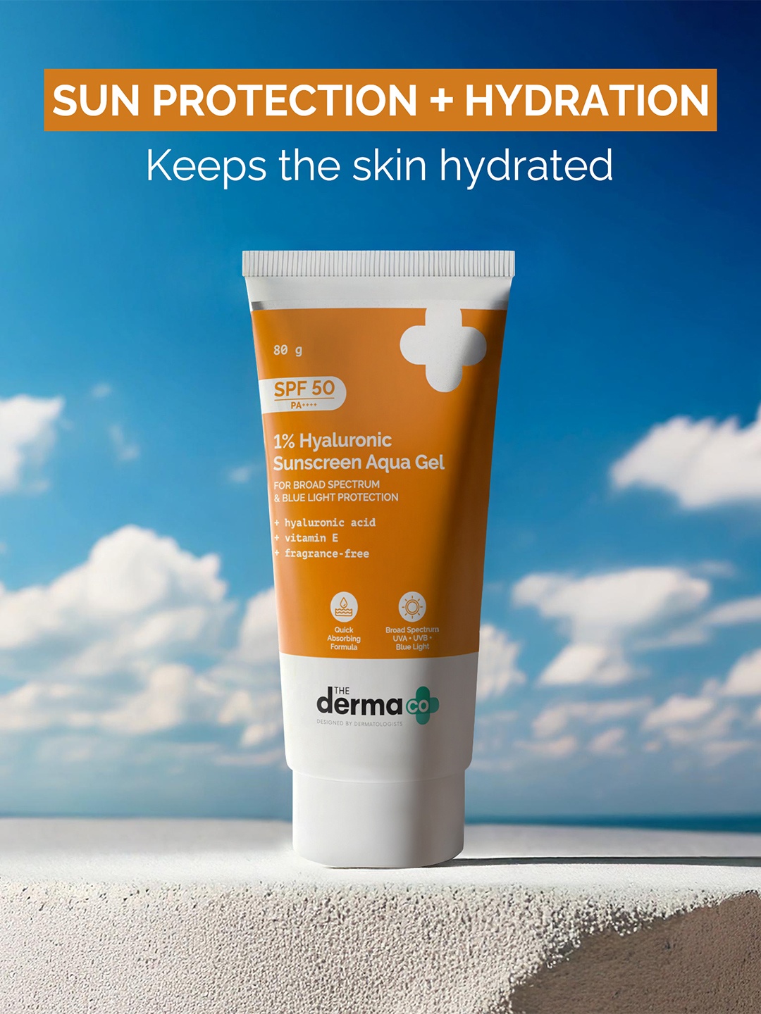 The Derma co. 1% Hyaluronic Sunscreen SPF 50 PA++++ Lightweight Aqua Gel - 80g, Orange
The Derma co. 1% Hyaluronic Sunscreen SPF 50 PA++++ Lightweight Aqua Gel - 80g, Orange