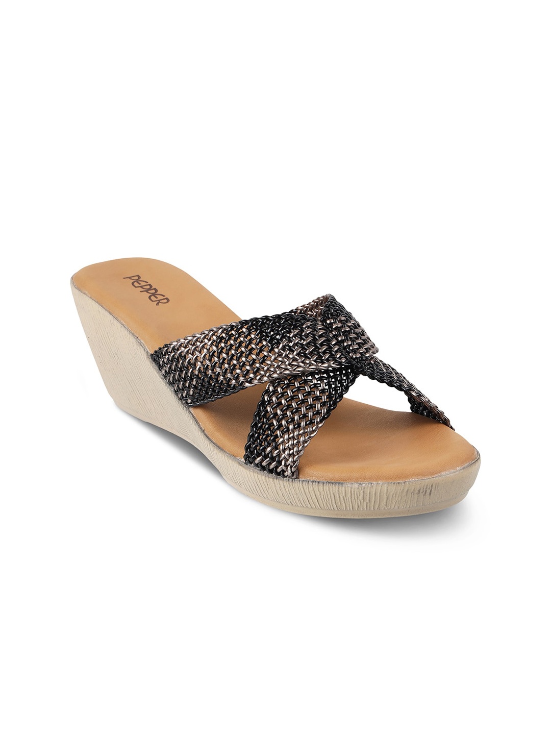 PEPPER Open Back Wedge Heels, Metallic