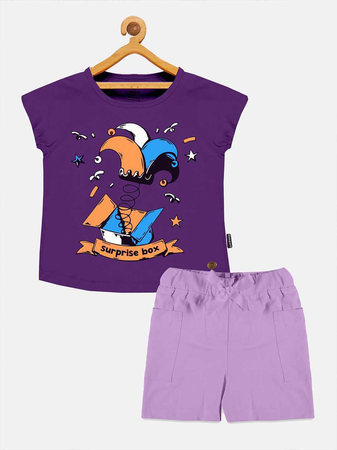 KiddoPanti Girls Printed Pure Cotton Round Neck T-shirt with Shorts Clothing Set, Purple
KiddoPanti Girls Printed Pure Cotton Round Neck T-shirt with Shorts Clothing Set, Purple