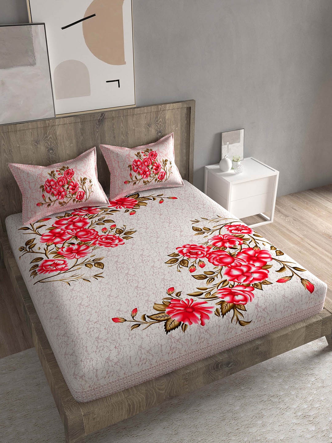 Spangle White & Peach-Coloured Floral 260 TC Cotton King Bedsheet With 2 Pillow Covers
Spangle White & Peach-Coloured Floral 260 TC Cotton King Bedsheet With 2 Pillow Covers