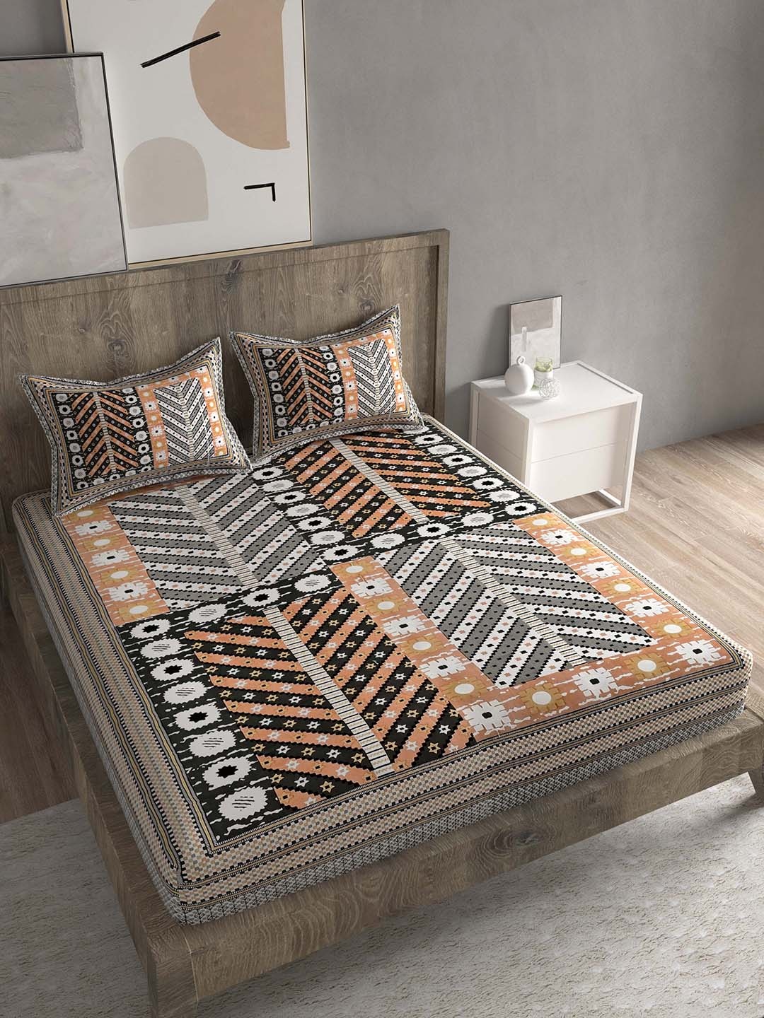 Spangle Cream-Coloured & Grey Ethnic Motifs 260 TC King Bedsheet With 2 Pillow Covers
Spangle Cream-Coloured & Grey Ethnic Motifs 260 TC King Bedsheet With 2 Pillow Covers