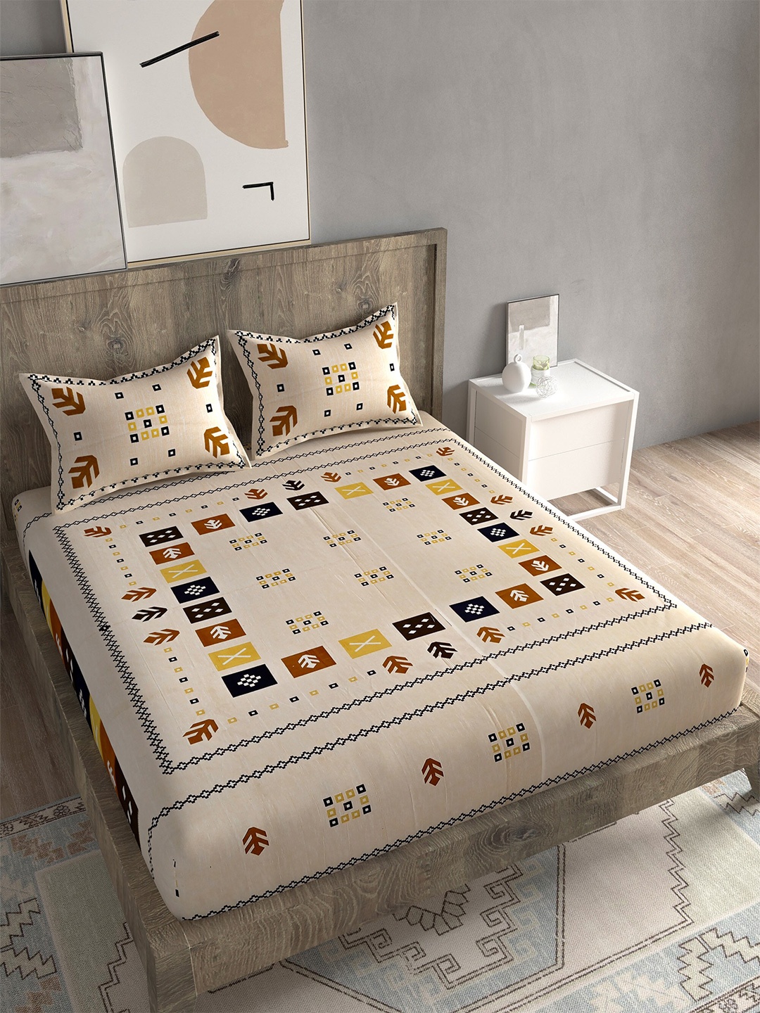 Spangle Peach-Coloured & Brown Ethnic Motifs 260 TC King Bedsheet With 2 Pillow Covers
Spangle Peach-Coloured & Brown Ethnic Motifs 260 TC King Bedsheet With 2 Pillow Covers