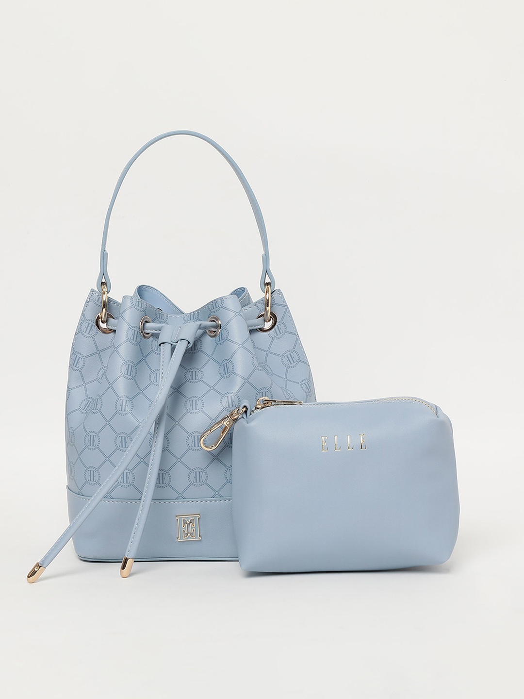 ELLE Textured Handheld Bag With Pouch, Blue