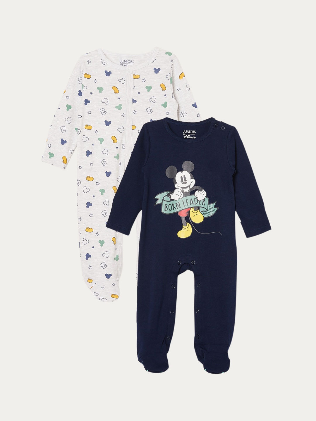 Juniors by Lifestyle Infant Pack Of 2 Mickey Mouse Printed Pure Cotton Rompers, Navy blue
Juniors by Lifestyle Infant Pack Of 2 Mickey Mouse Printed Pure Cotton Rompers, Navy blue