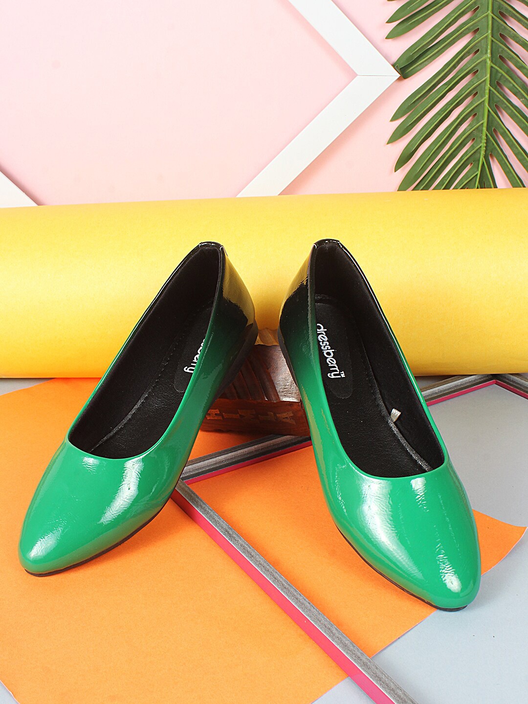 DressBerry Women Pointed Toe Ballerinas Flats, Green