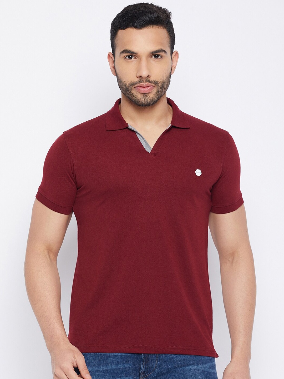 Duke Polo Collar Cotton Slim Fit T-shirt, Maroon