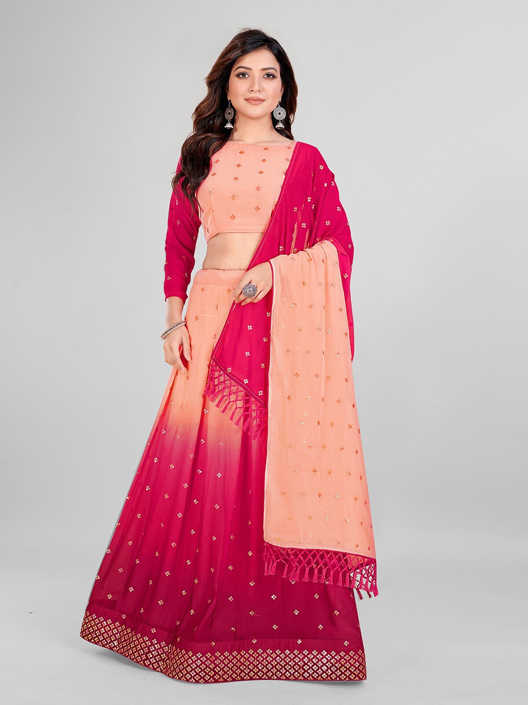 Mitera Embroidered Sequinned Semi-Stitched Lehenga & Unstitched Blouse With Dupatta, Pink
Mitera Embroidered Sequinned Semi-Stitched Lehenga & Unstitched Blouse With Dupatta, Pink