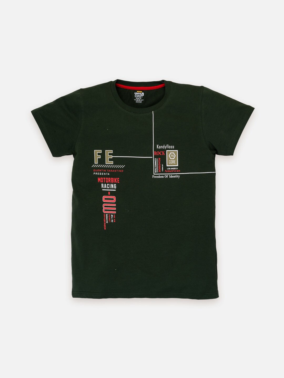 AMUL Kandyfloss Boys Typography Printed Pure Cotton T-shirt, Olive