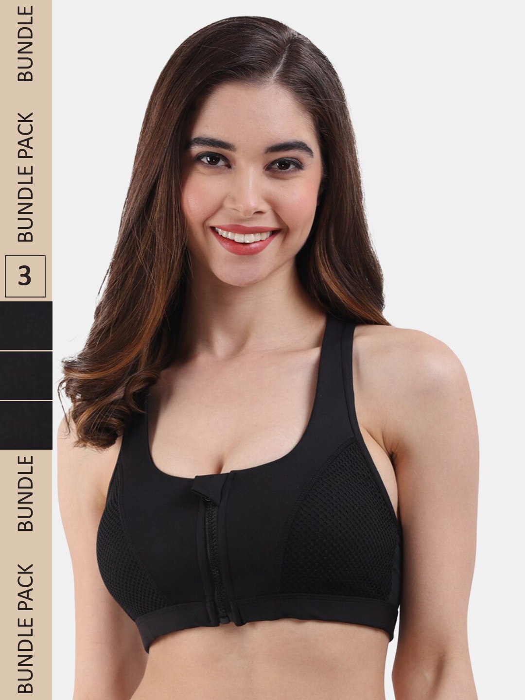 Amour Secret Pack Of 3 Zip Front Closure Racerback Sports BraS266_Blk_Blk_Blk, Black
Amour Secret Pack Of 3 Zip Front Closure Racerback Sports BraS266_Blk_Blk_Blk, Black