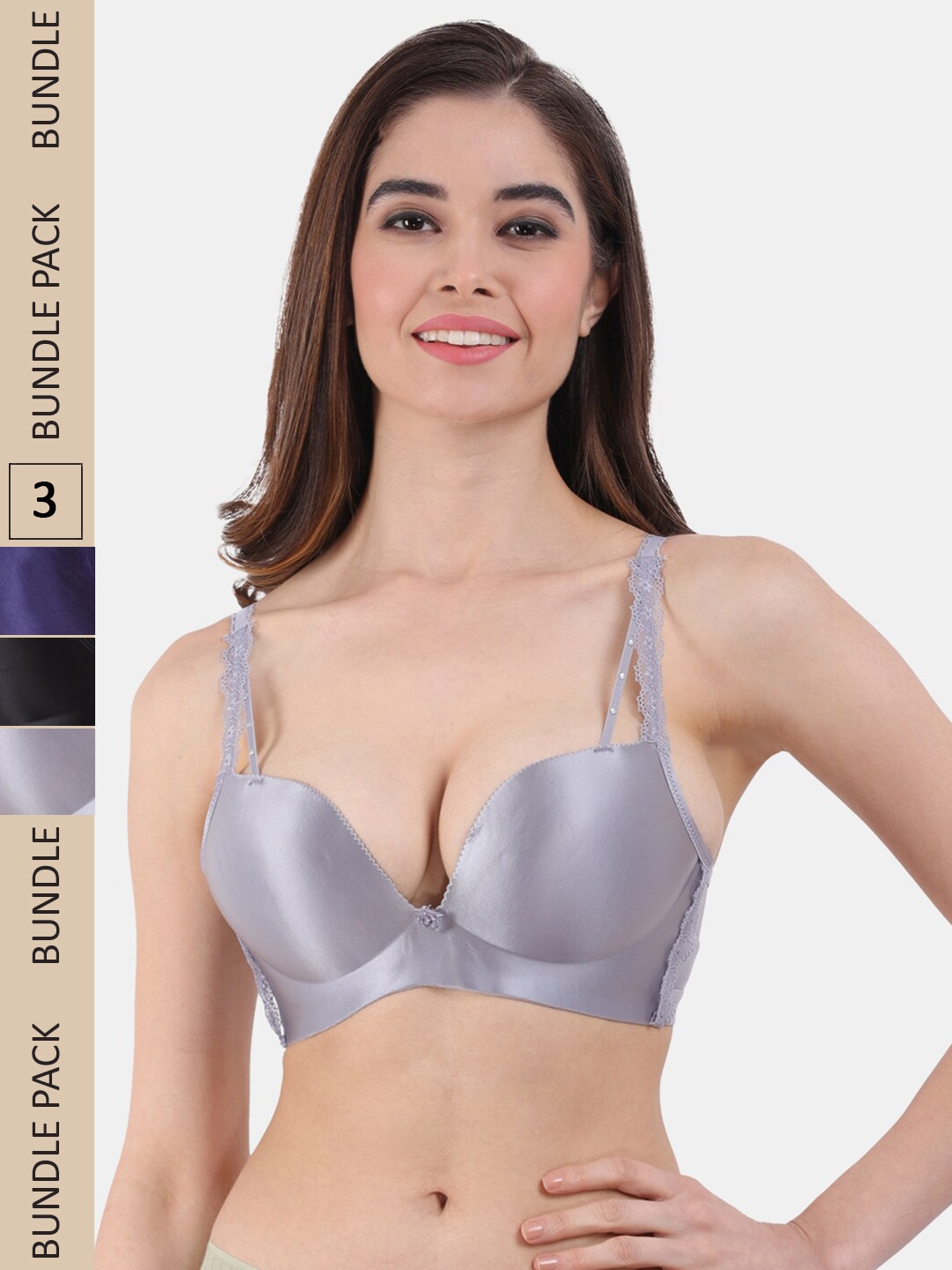 Amour Secret Pack of 3 Heavily Padded All Day Comfort Seamless Plunge Bra, Black
Amour Secret Pack of 3 Heavily Padded All Day Comfort Seamless Plunge Bra, Black