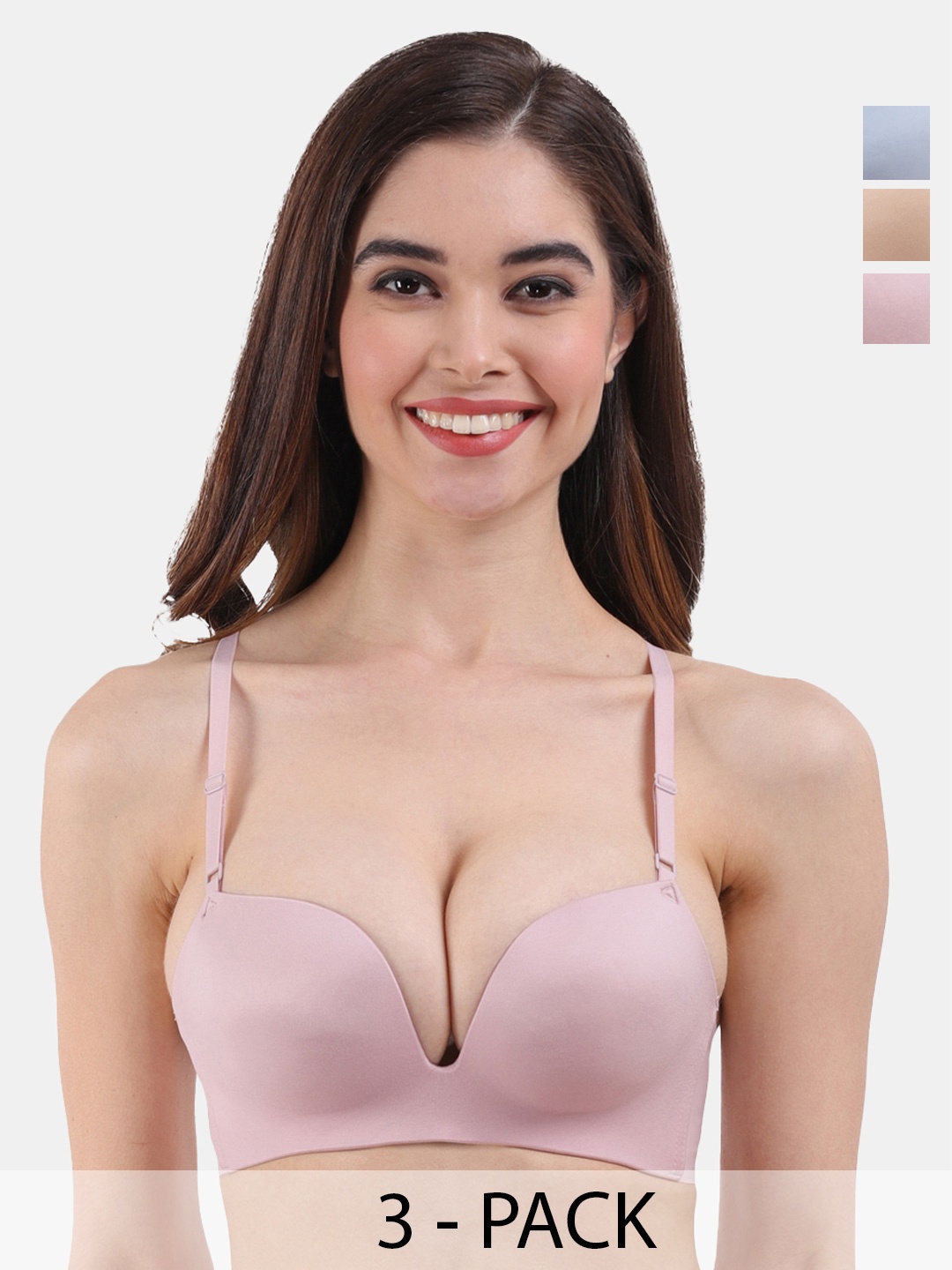 Amour Secret Pack of 3 Lightly Padded All Day Comfort Seamless Push-up Bra, Pink
Amour Secret Pack of 3 Lightly Padded All Day Comfort Seamless Push-up Bra, Pink