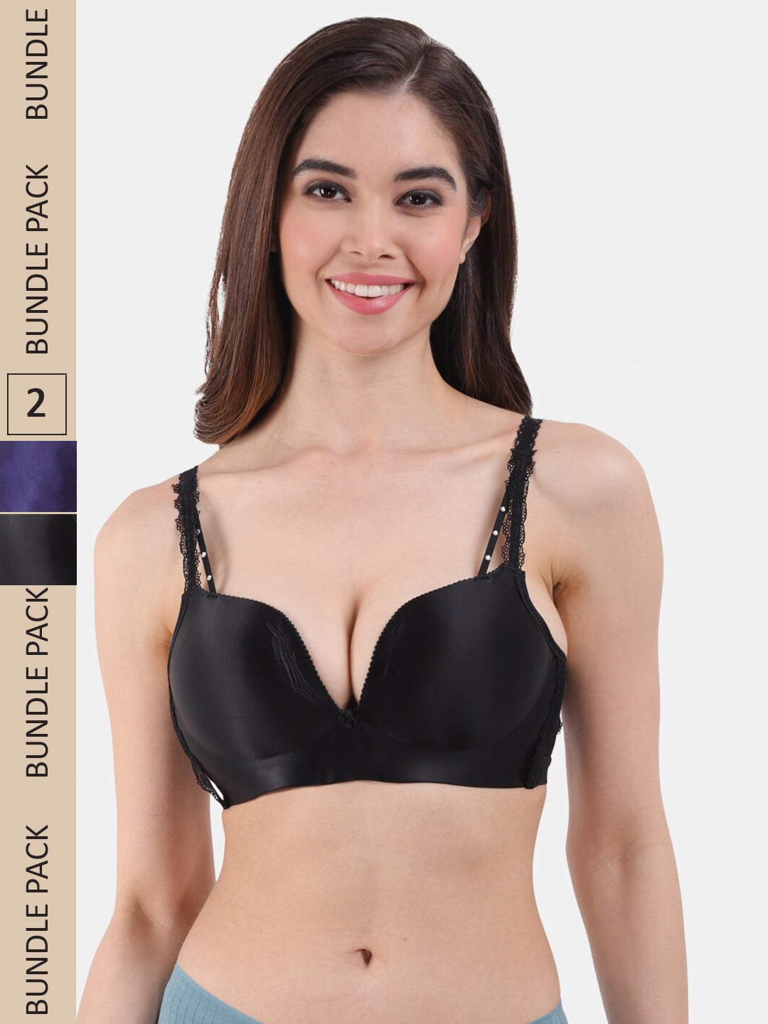 Amour Secret Pack of 2 Heavily Padded All Day Comfort Seamless Plunge Bra, Black
Amour Secret Pack of 2 Heavily Padded All Day Comfort Seamless Plunge Bra, Black
