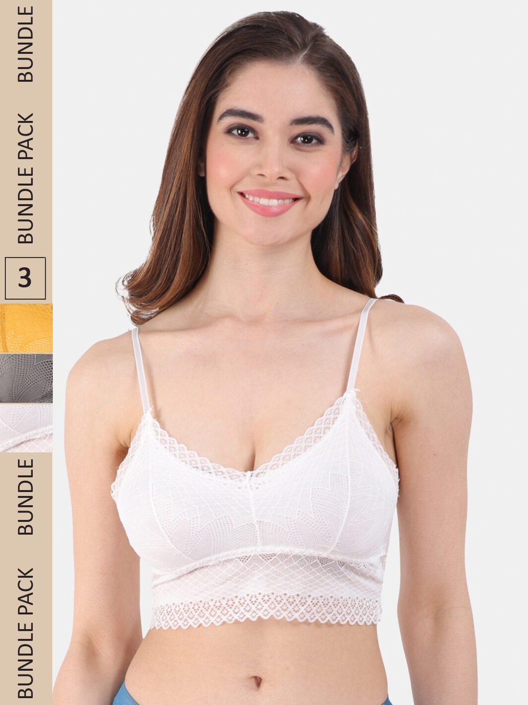 Amour Secret Pack Of 3 Self Design Lightly Padded Seamless All Day Comfort Bralette Bra, White
Amour Secret Pack Of 3 Self Design Lightly Padded Seamless All Day Comfort Bralette Bra, White