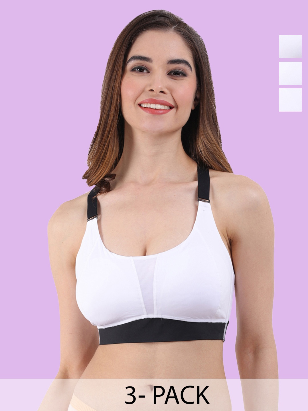 Amour Secret Pack Of 3 Lightly Padded Seamless Dry Fit All Day Comfort Sports Workout Bra, White
Amour Secret Pack Of 3 Lightly Padded Seamless Dry Fit All Day Comfort Sports Workout Bra, White