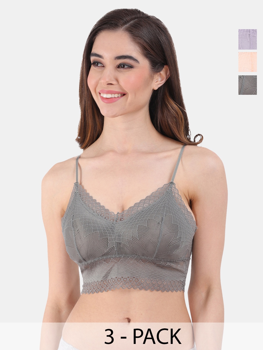 Amour Secret Pack Of 3 Self Design Lightly Padded All Day Comfort Seamless Bralette Bra, Lavender
Amour Secret Pack Of 3 Self Design Lightly Padded All Day Comfort Seamless Bralette Bra, Lavender
