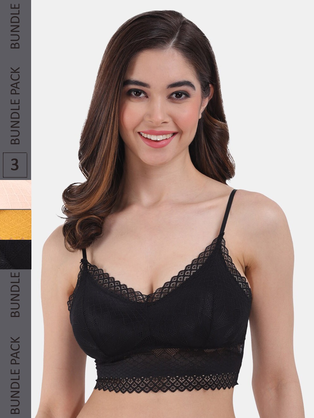 Amour Secret Pack Of 3 Lightly Padded Seamless Bralette Bra PD601_Blk_Pch_Ylw, Black
Amour Secret Pack Of 3 Lightly Padded Seamless Bralette Bra PD601_Blk_Pch_Ylw, Black