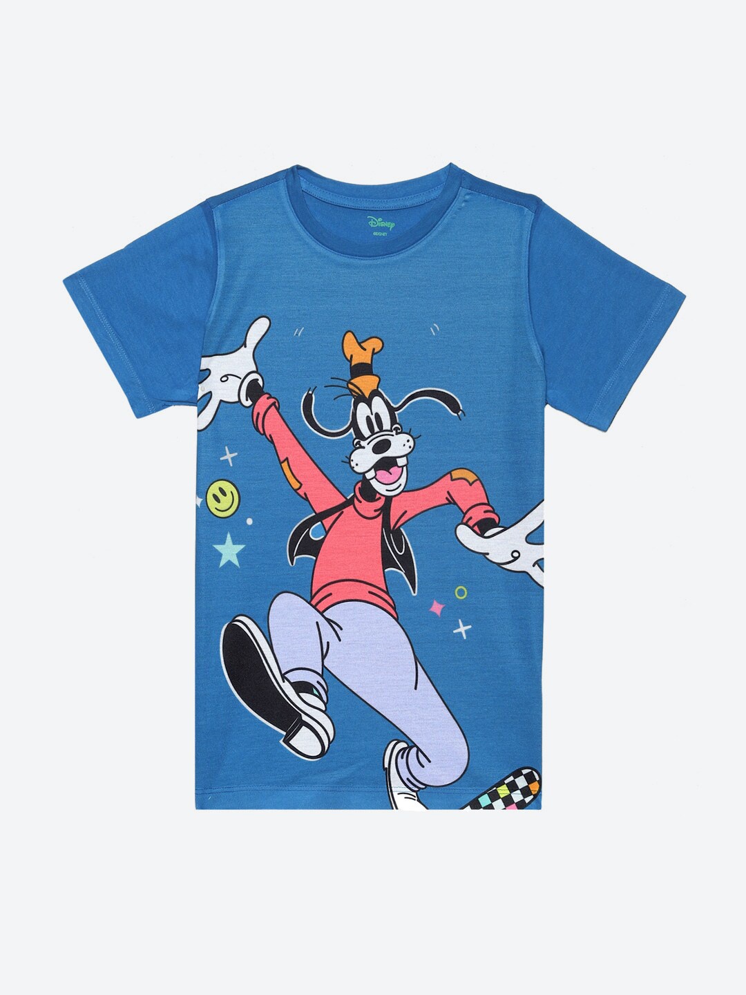 YK Disney Boys Goofy Printed Round Neck T-shirt, Blue