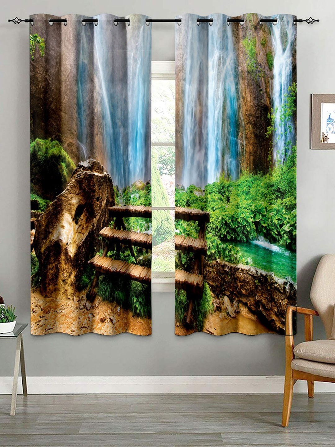 Bajo's Brown & Green 2 Pieces Quirky Door Curtains