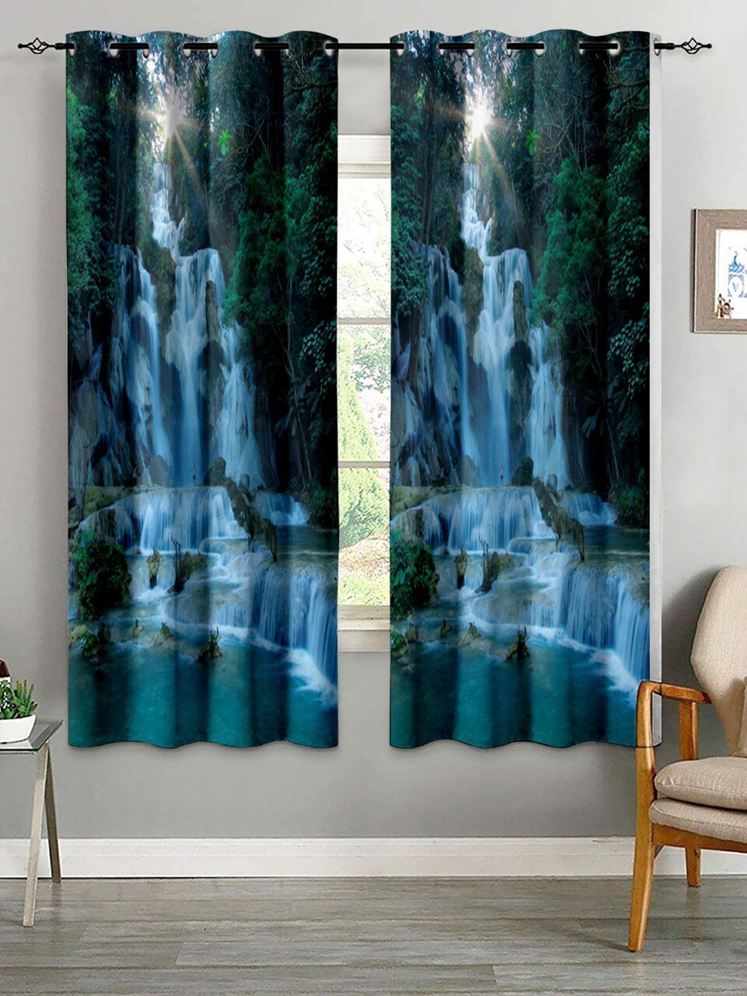 Bajo's Blue & Green 2 Pieces Quirky Door Curtains