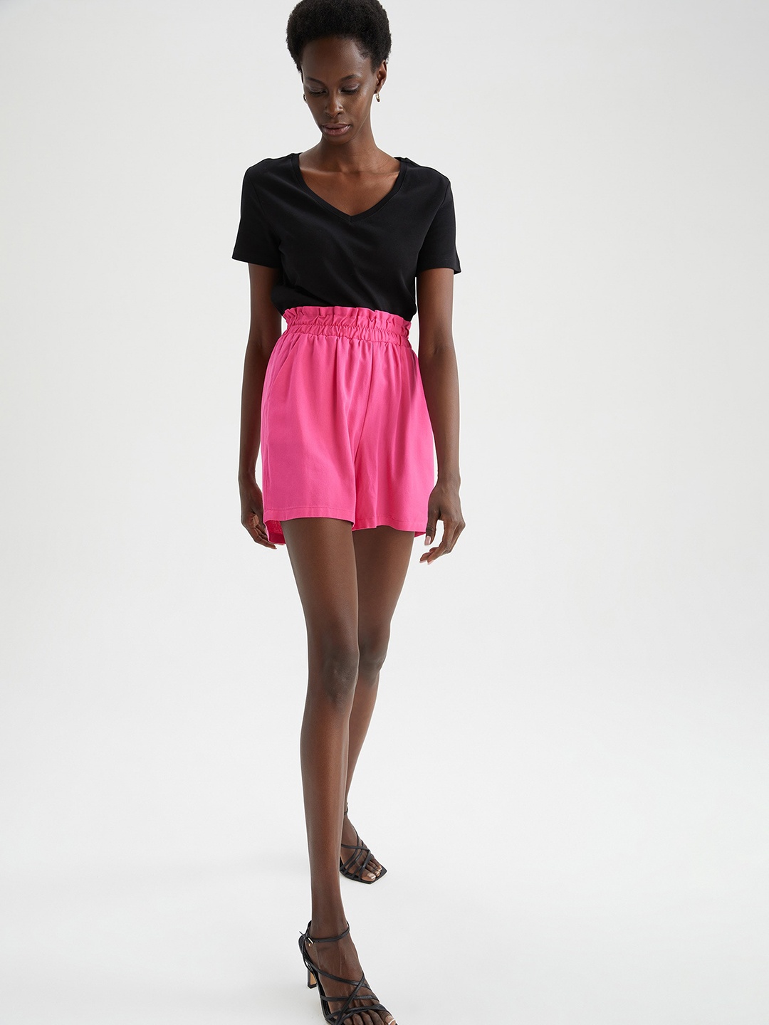 DeFacto Women High-Rise Shorts, Pink