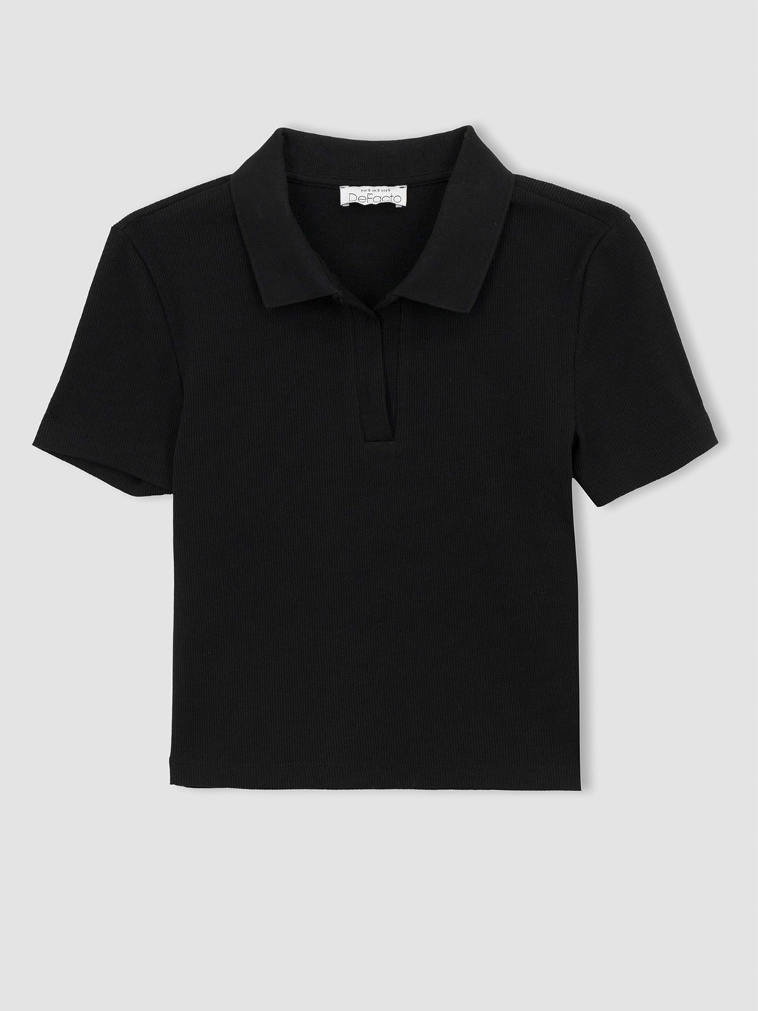 DeFacto Polo Collar Cotton T-shirt, Black