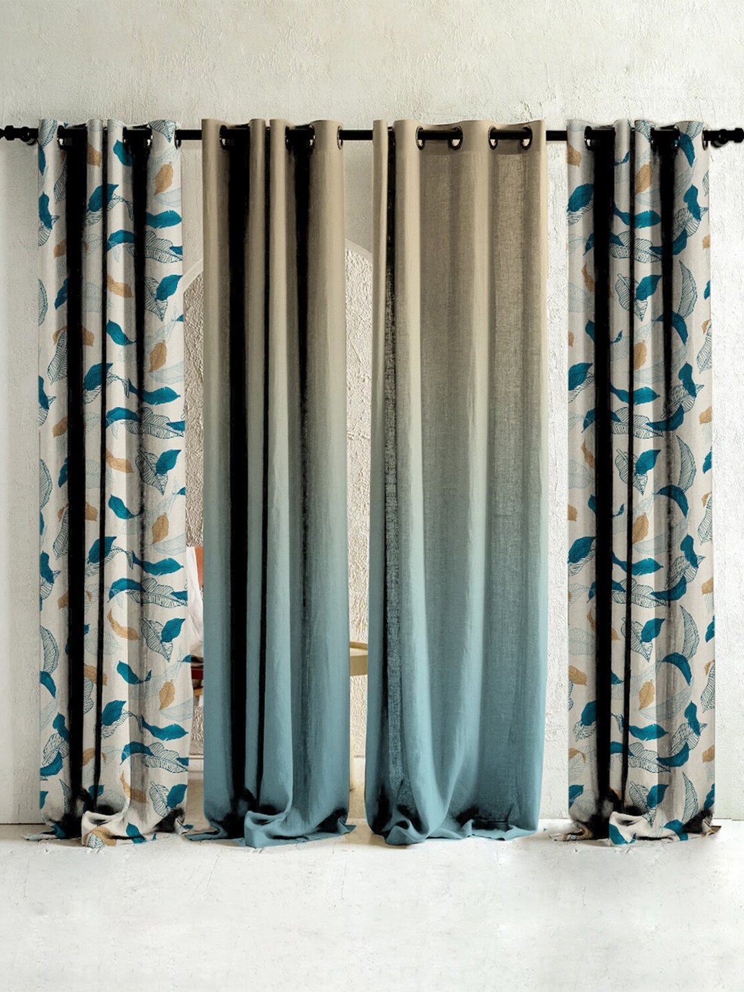 SPACES Elegant Teal & Nude 4 Pieces Floral Printed Room Darkening Long Door Curtain
SPACES Elegant Teal & Nude 4 Pieces Floral Printed Room Darkening Long Door Curtain