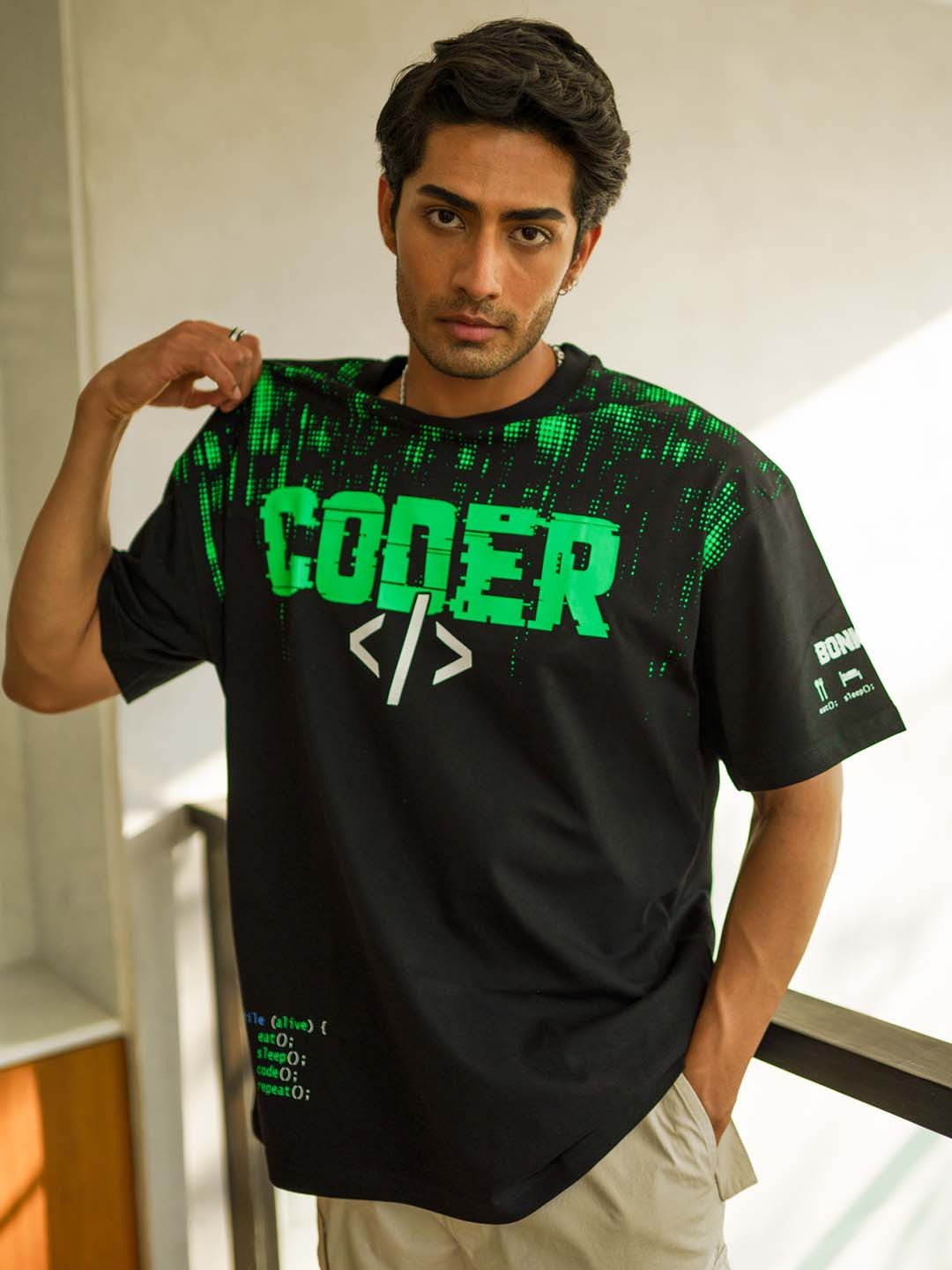Bonkers Corner Black Typography Printed Drop-Shoulder Sleeves Cotton Oversize T-shirt
Bonkers Corner Black Typography Printed Drop-Shoulder Sleeves Cotton Oversize T-shirt