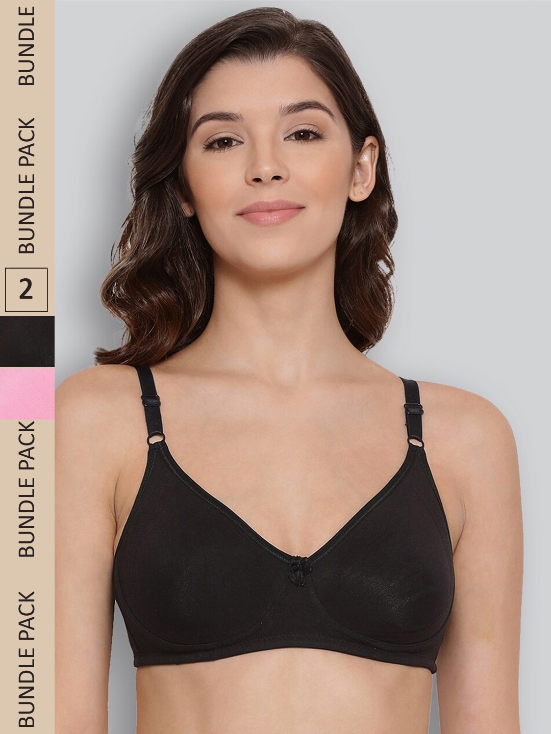 LYRA Pack of 2 Underwired All Day Comfort Seamless Pure Cotton T-shirt Bra, Black