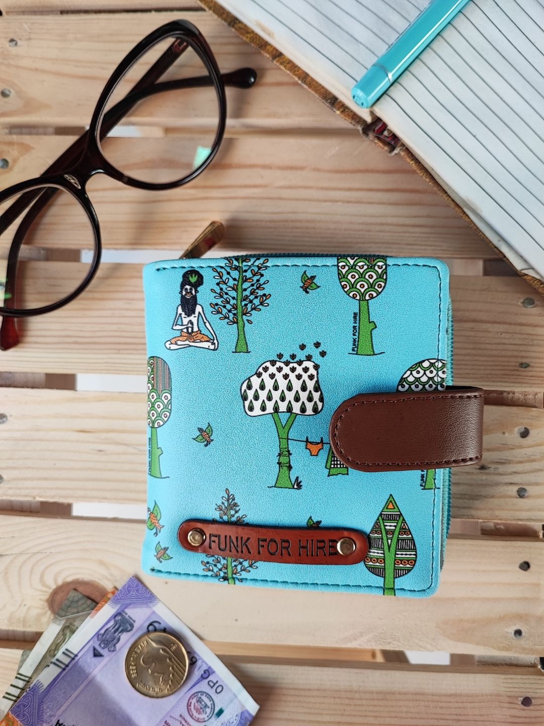 Funk For Hire Women Printed PU Water Resistant Two Fold Wallet with SD Card Holder, Blue
Funk For Hire Women Printed PU Water Resistant Two Fold Wallet with SD Card Holder, Blue