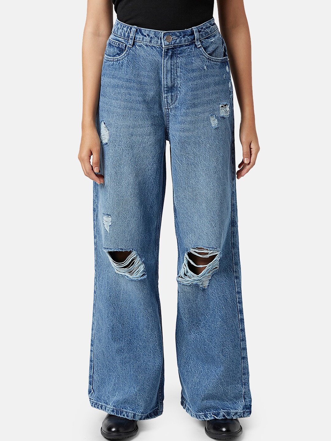 SF JEANS by Pantaloons Women Wide Leg High-Rise Highly Distressed Light Fade Jeans, Blue
SF JEANS by Pantaloons Women Wide Leg High-Rise Highly Distressed Light Fade Jeans, Blue