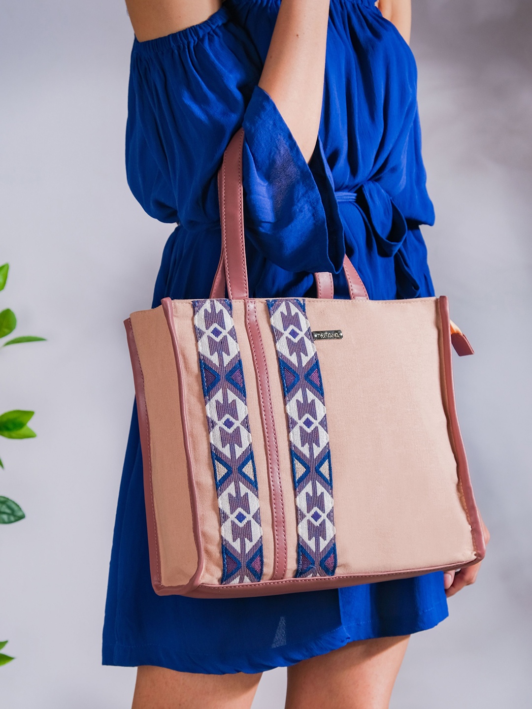 Nestasia Printed Boho Shopper Bag, Pink