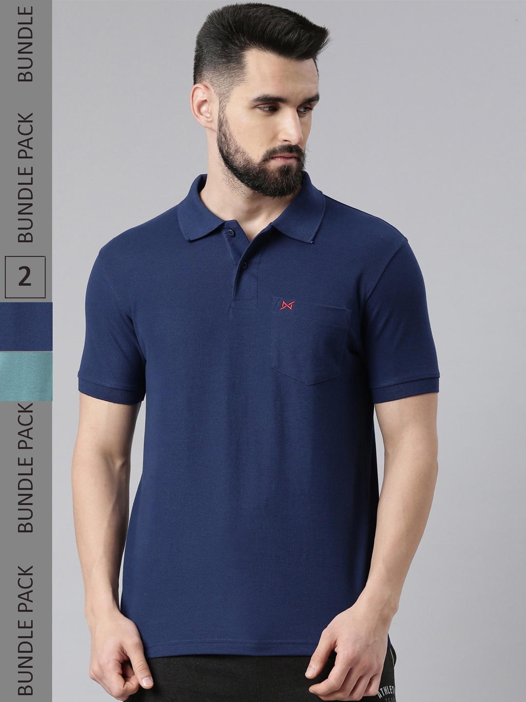 Force NXT Pack Of 2 Polo Collar Super Combed Cotton T-shirts With Single Breast Pocket, Navy blue
Force NXT Pack Of 2 Polo Collar Super Combed Cotton T-shirts With Single Breast Pocket, Navy blue