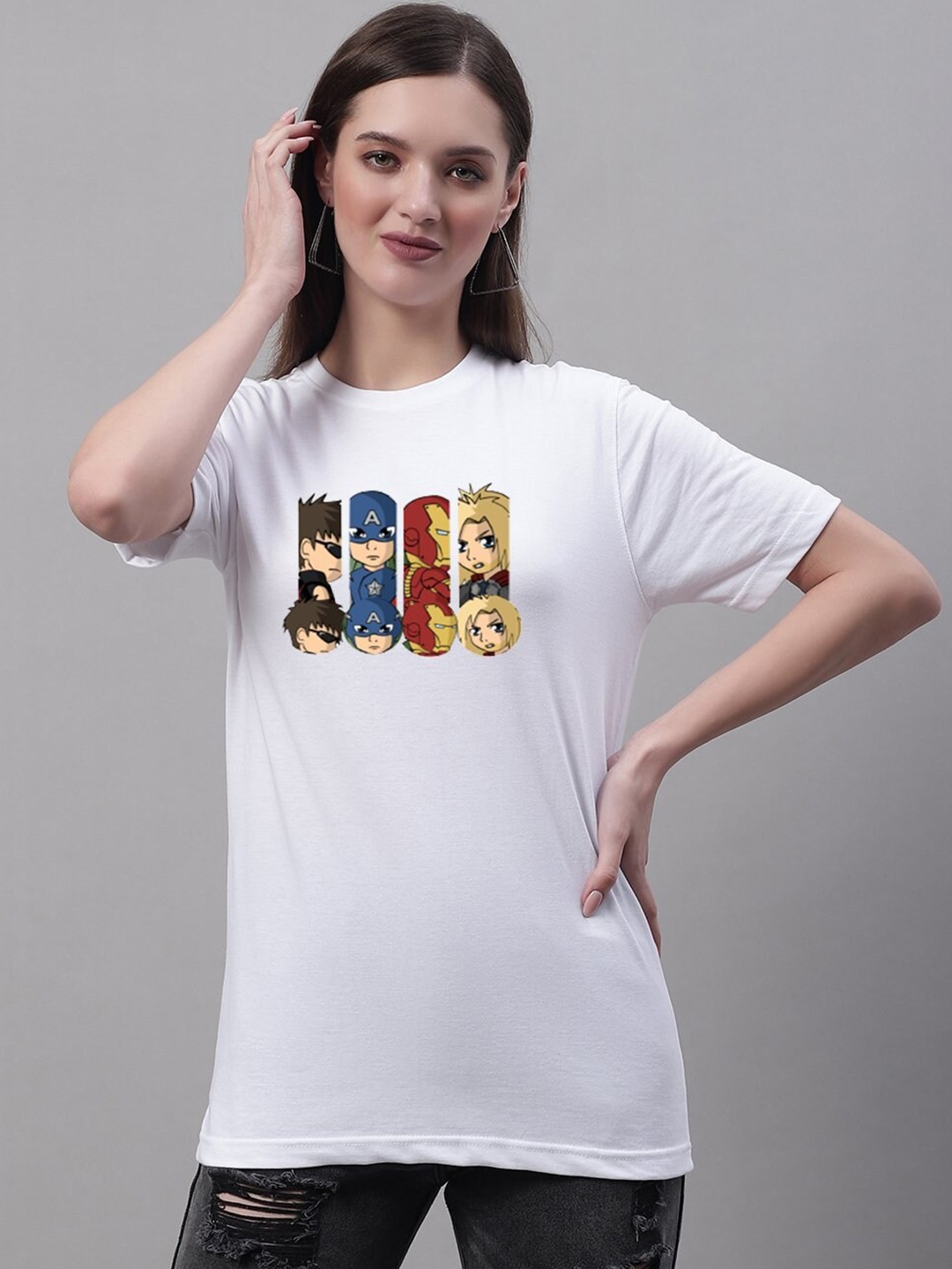 Miaz Lifestyle Avengers Printed Pure Cotton T-shirt, White