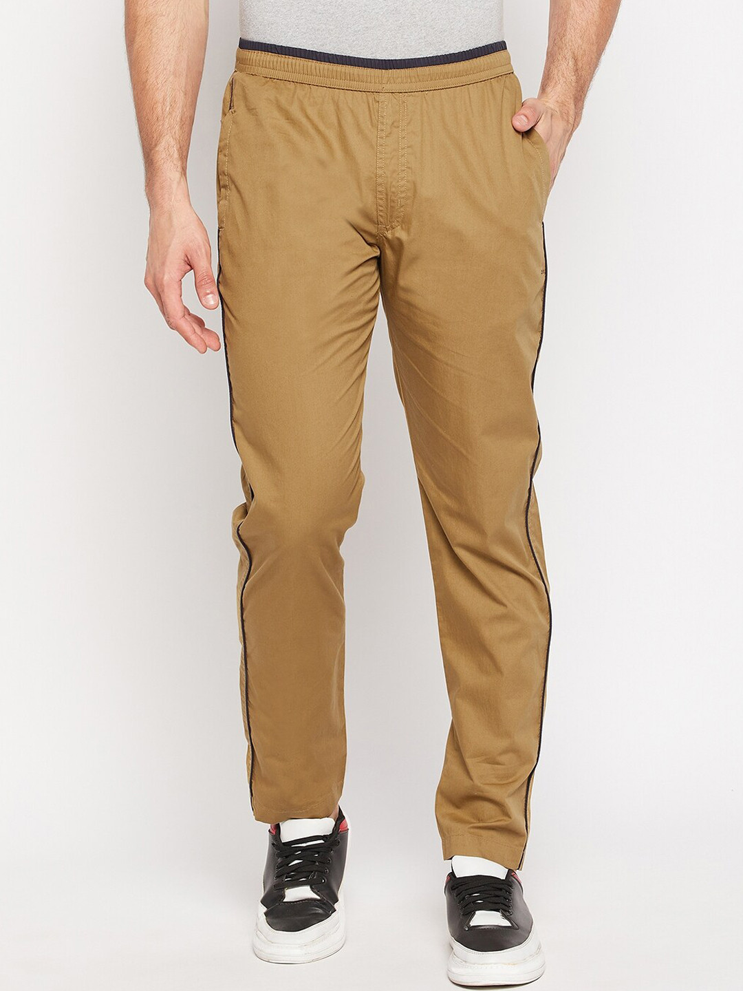 Okane Men Regular-Fit Cotton Track Pants, Brown 
Okane Men Regular-Fit Cotton Track Pants, Brown