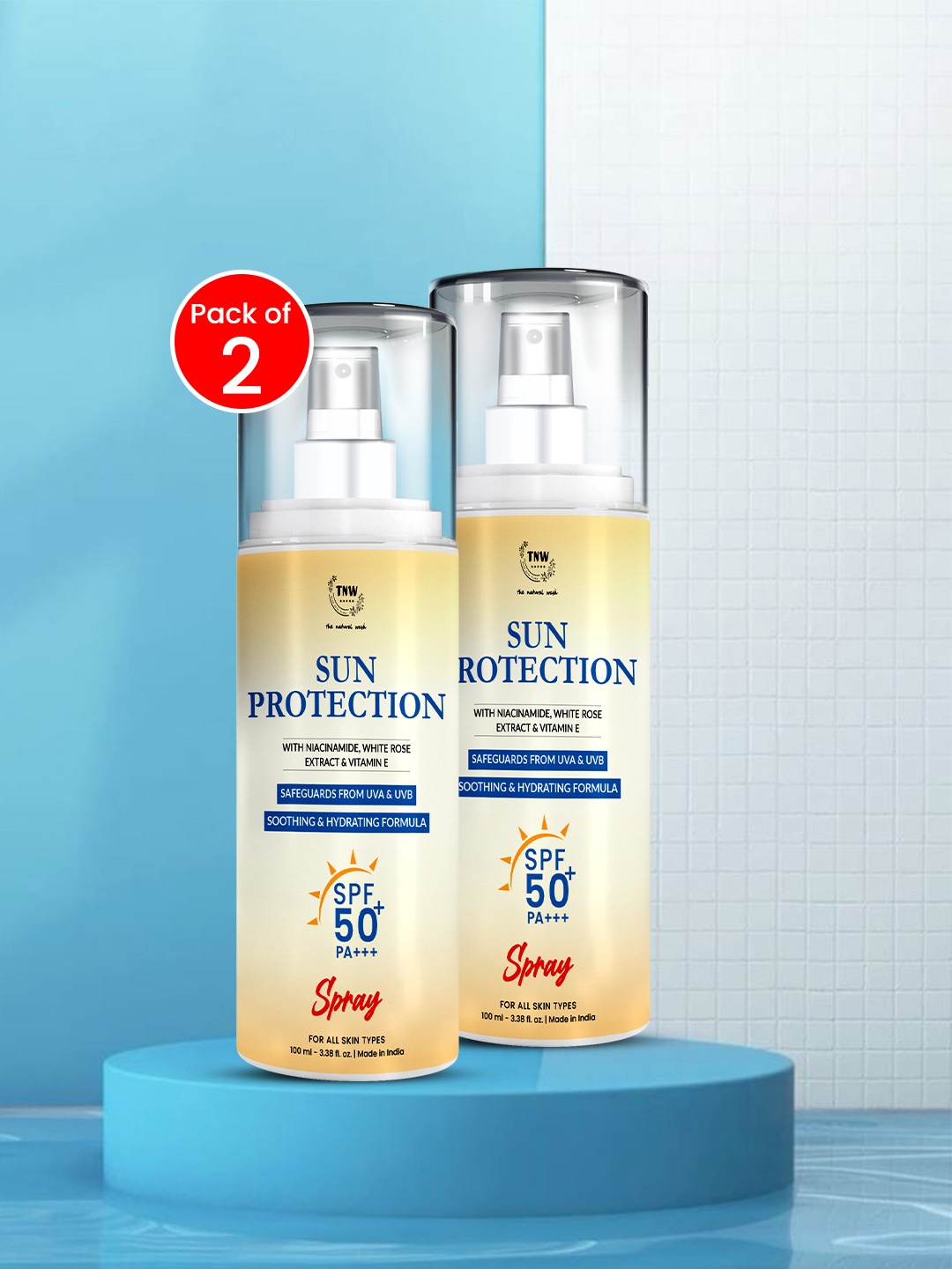 TNW the natural wash Set of 2 Sun Protection SPF 50 Spray with Niacinamide - 100 ml Each, Beige
TNW the natural wash Set of 2 Sun Protection SPF 50 Spray with Niacinamide - 100 ml Each, Beige