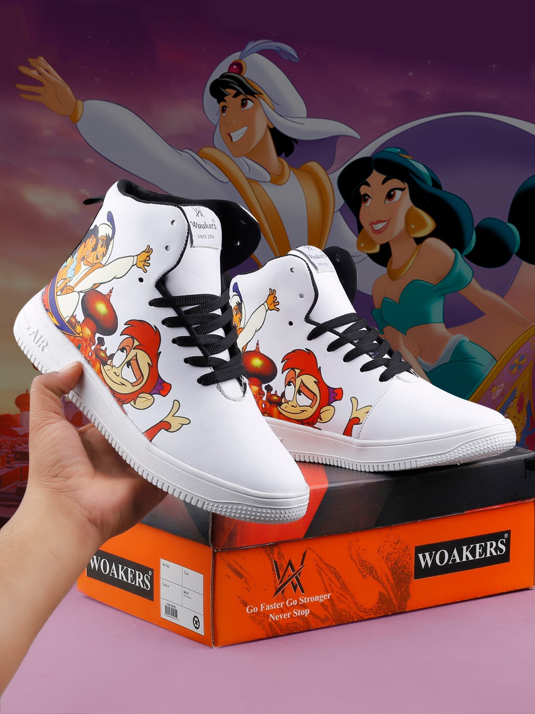 Woakers Men Aladdin Printed Mid-Top Comfort Insole Waterproof Lining Basics Sneakers, White
Woakers Men Aladdin Printed Mid-Top Comfort Insole Waterproof Lining Basics Sneakers, White