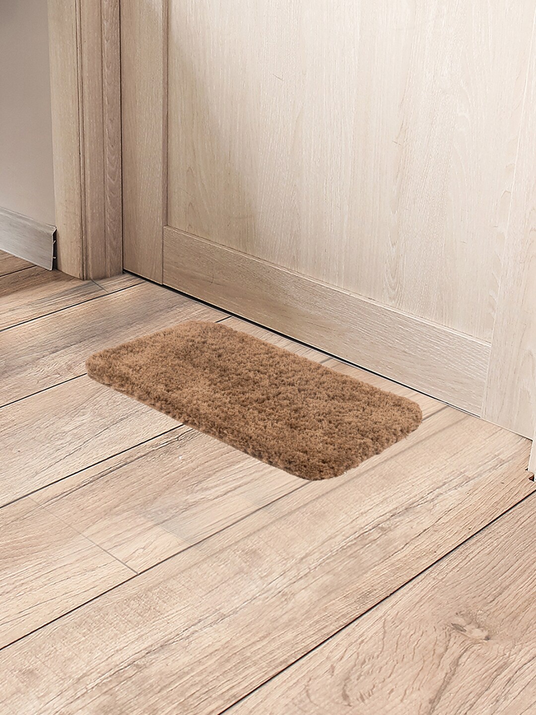 Black gold Pack of 2 Self-Design Anti-Skid Cotton Bathroom Doormats, Brown