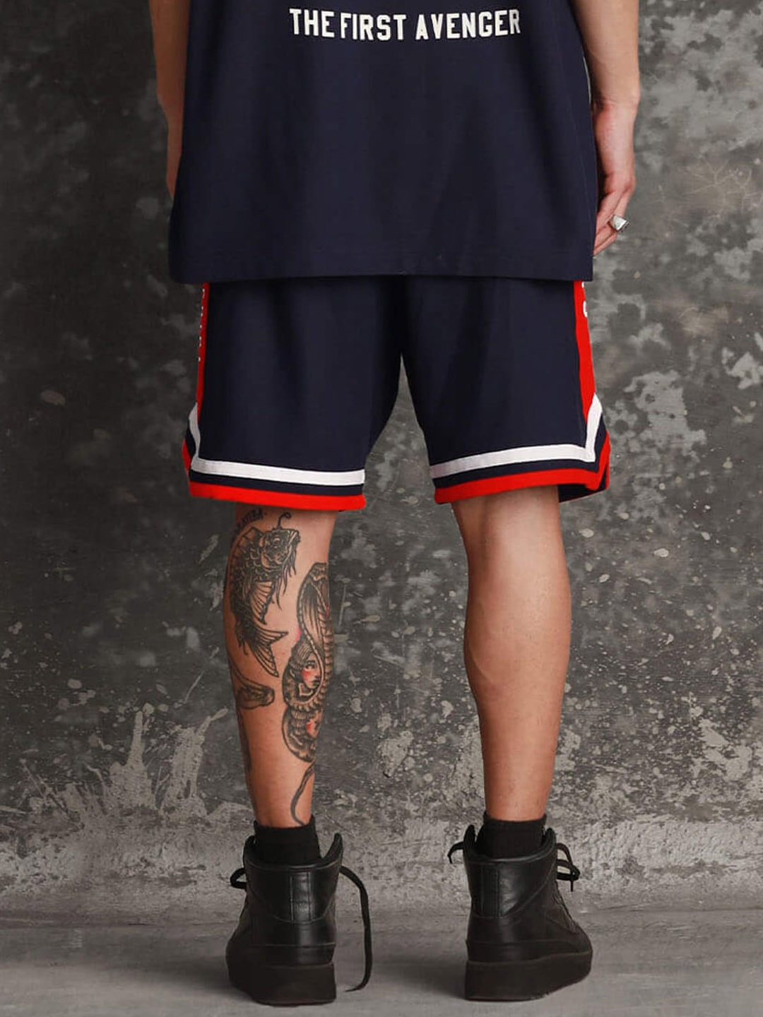 Bonkers Corner Men Navy Blue & White Regular Fit Cotton Shorts