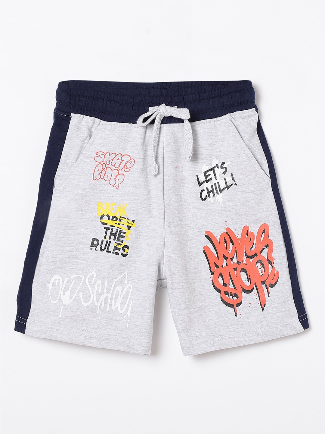 Fame Forever by Lifestyle Boys Mid-Rise Typography Printed Cotton Shorts, Grey
