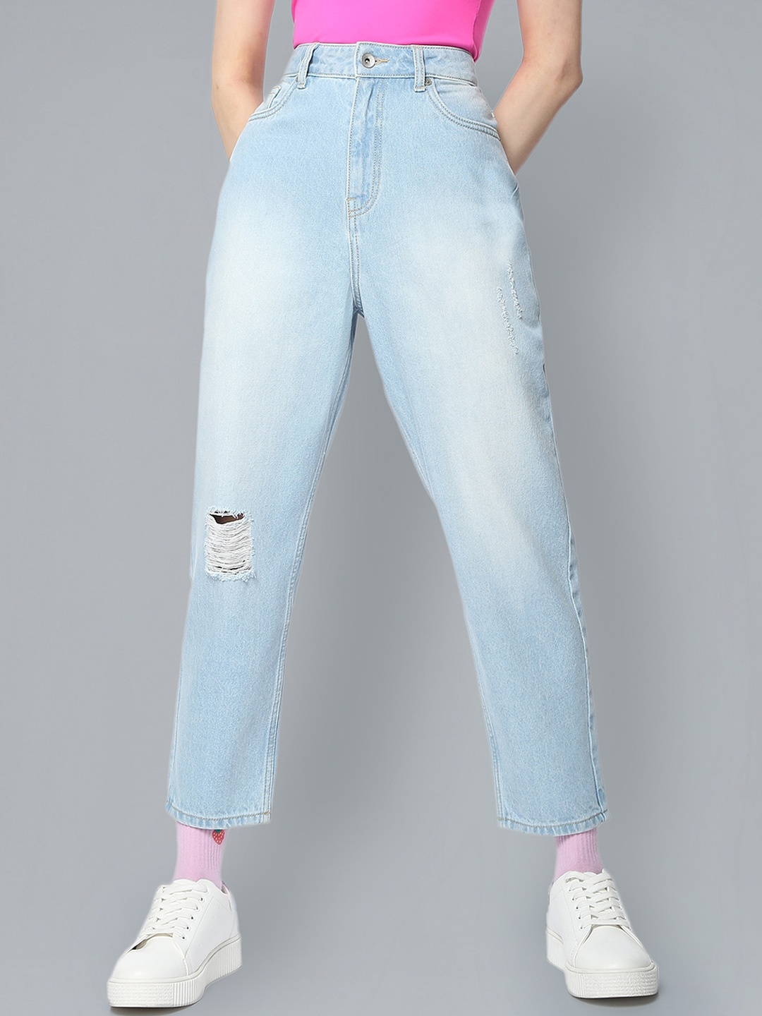 Flying Machine Women Straight Fit High-Rise Low Distress Light Fade Cotton Jeans, Blue
Flying Machine Women Straight Fit High-Rise Low Distress Light Fade Cotton Jeans, Blue