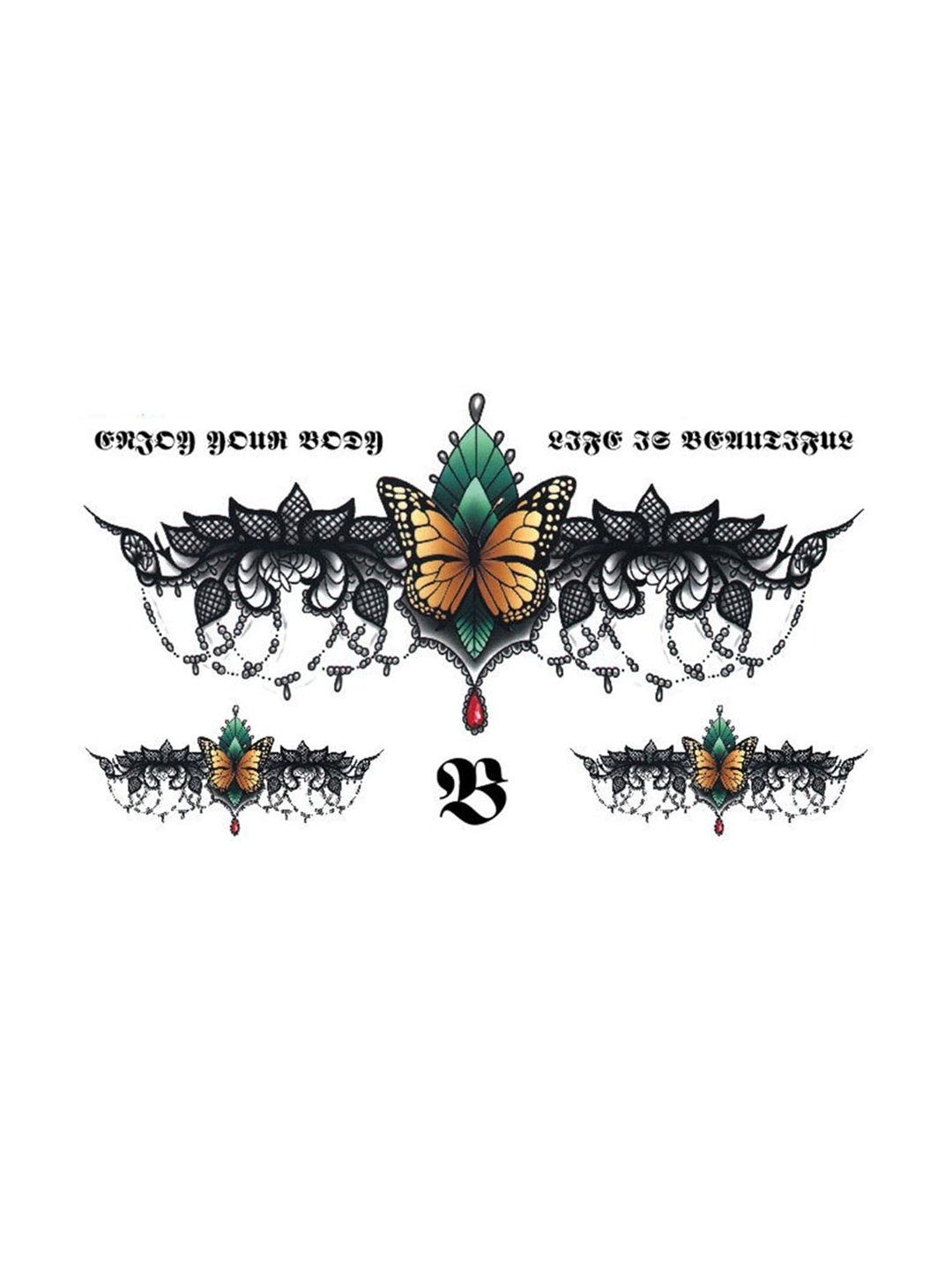 S.A.V.I. Butterfly and Black Lace Water Proof & Long Lasting Temporary Tattoo - Black
S.A.V.I. Butterfly and Black Lace Water Proof & Long Lasting Temporary Tattoo - Black