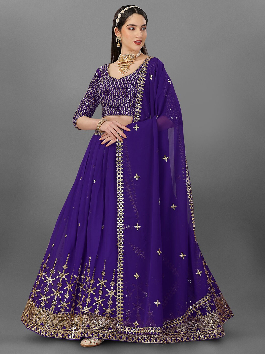 Angroop Embellished Mirror Work Semi-Stitched Lehenga & Unstitched Blouse With Dupatta, Purple
Angroop Embellished Mirror Work Semi-Stitched Lehenga & Unstitched Blouse With Dupatta, Purple