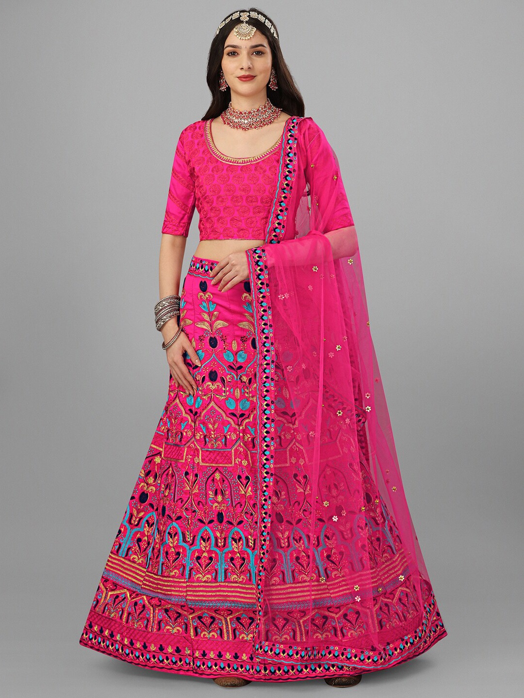 Angroop Embroidered Thread Work Semi-Stitched Lehenga & Unstitched Blouse With Dupatta, Pink
Angroop Embroidered Thread Work Semi-Stitched Lehenga & Unstitched Blouse With Dupatta, Pink