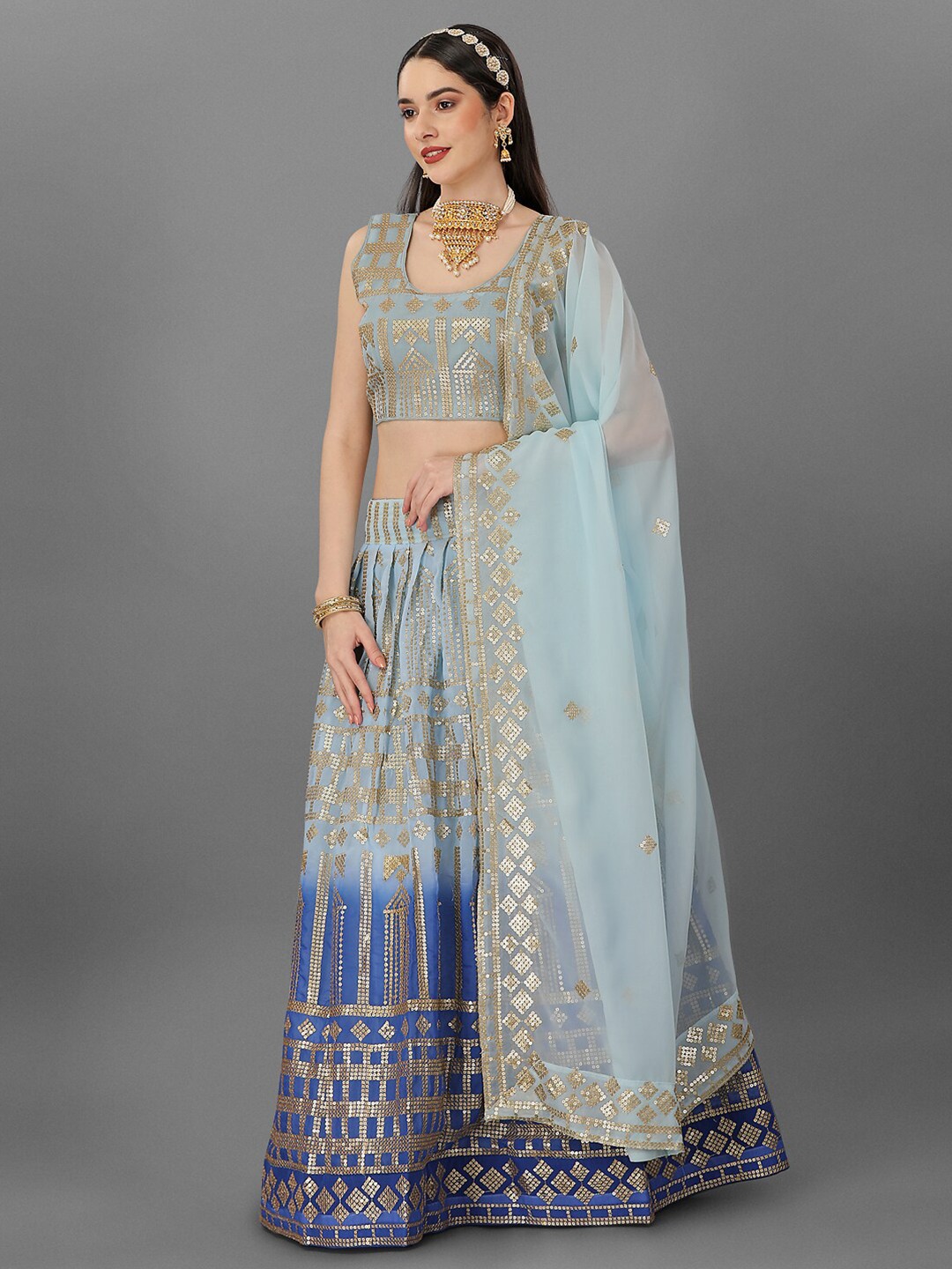 Angroop Embellished Sequinned Semi-Stitched Lehenga & Unstitched Blouse With Dupatta, Blue
Angroop Embellished Sequinned Semi-Stitched Lehenga & Unstitched Blouse With Dupatta, Blue