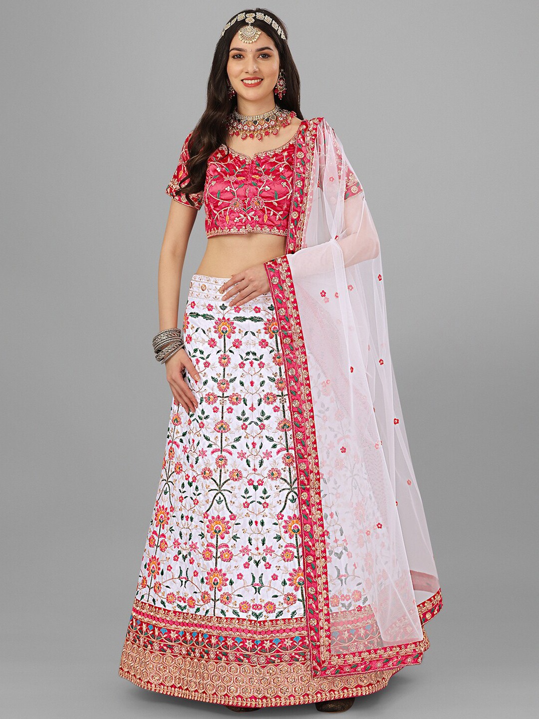 Angroop Embroidered Satin Semi-Stitched Lehenga & Unstitched Blouse With Dupatta, Pink
Angroop Embroidered Satin Semi-Stitched Lehenga & Unstitched Blouse With Dupatta, Pink